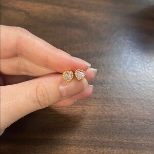 pink heart stud earrings